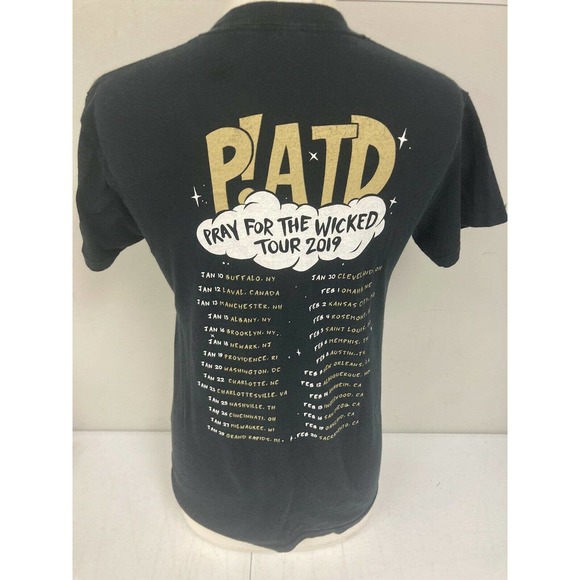 Panic at the Disco P!ATD Pocket T-Shirt Sm Black Pray For The Wicked Tour 2019 - Picture 3 of 5